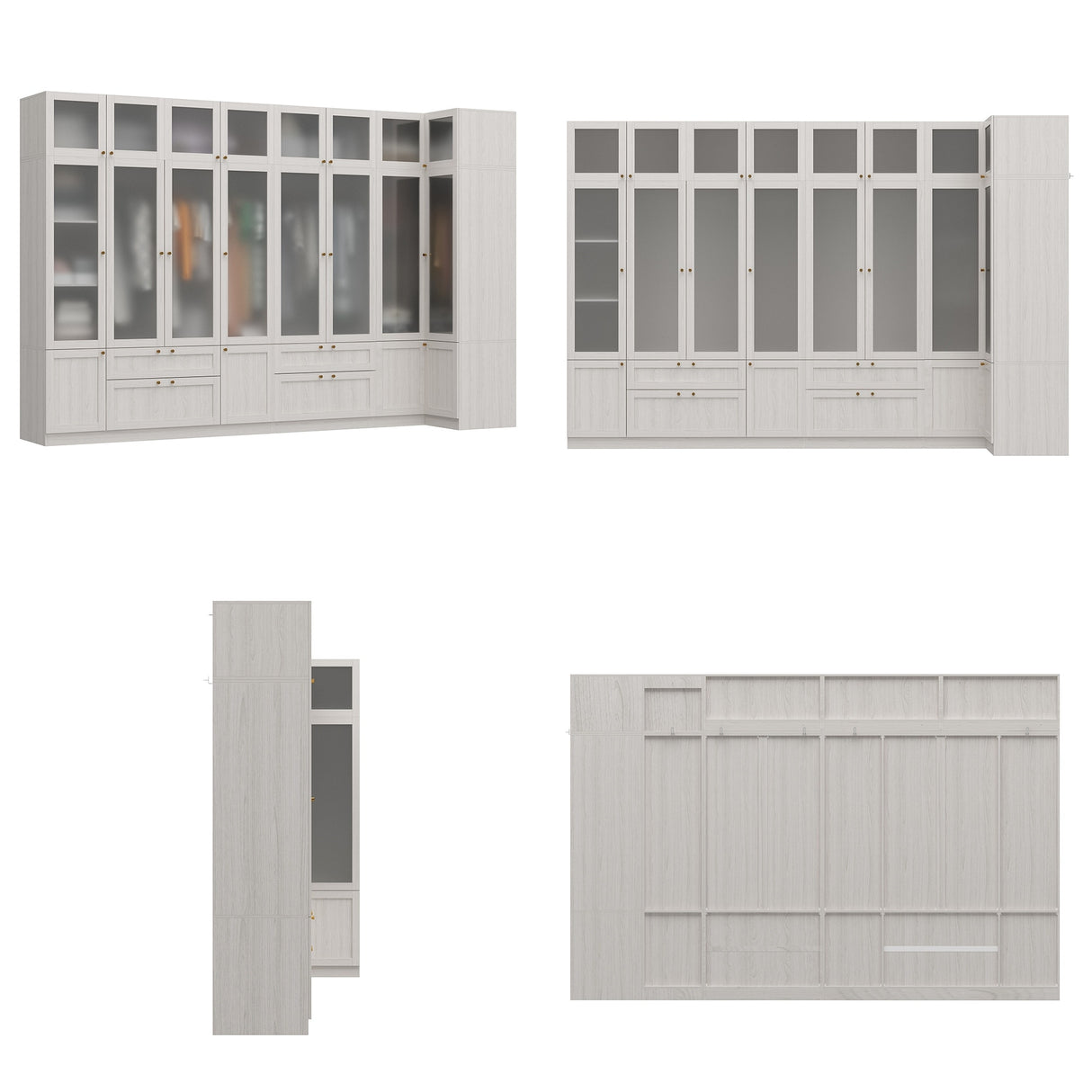 Large Glass Combination Cabinet: Contemporary Storage Closet Armoires