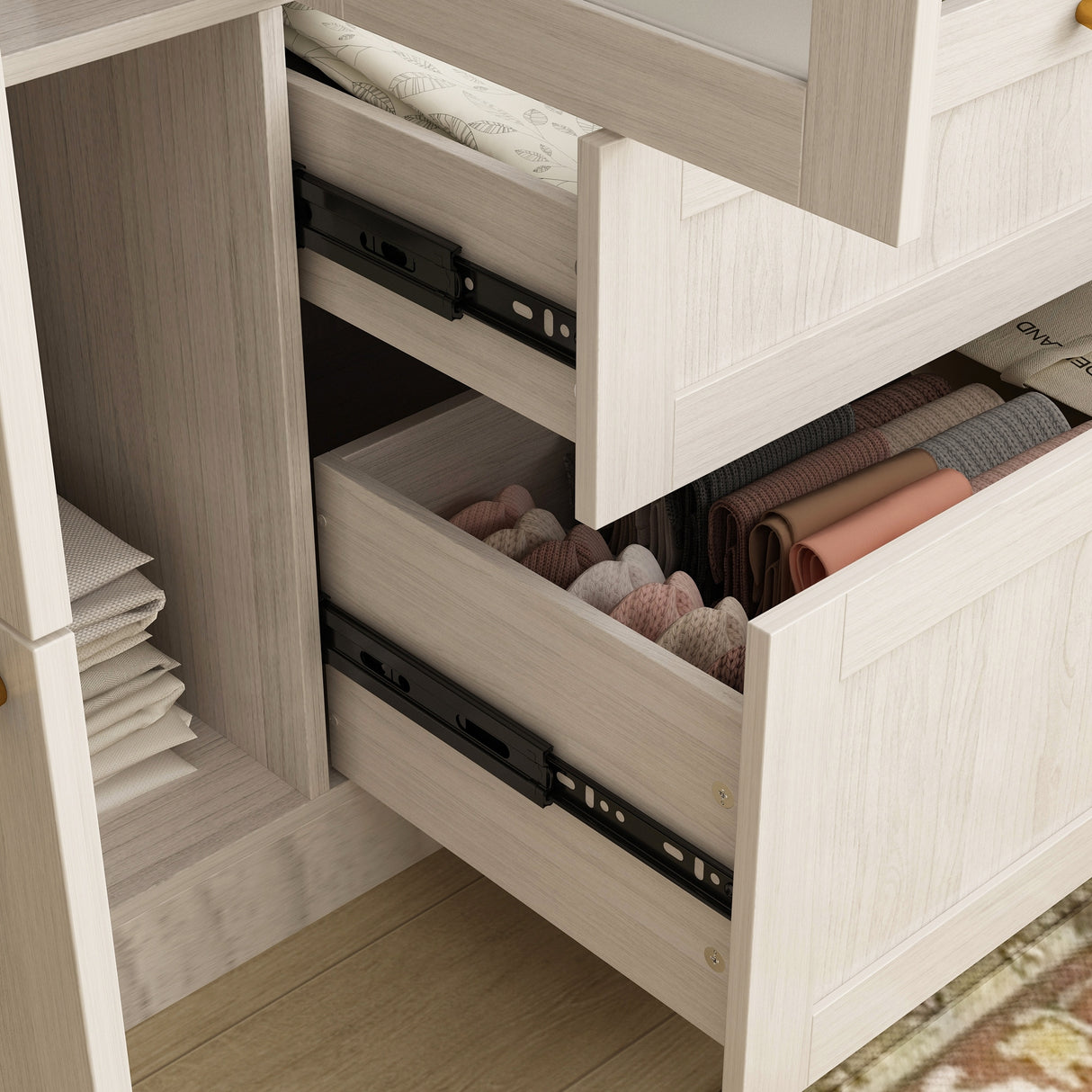 Large Glass Combination Cabinet: Contemporary Storage Closet Armoires