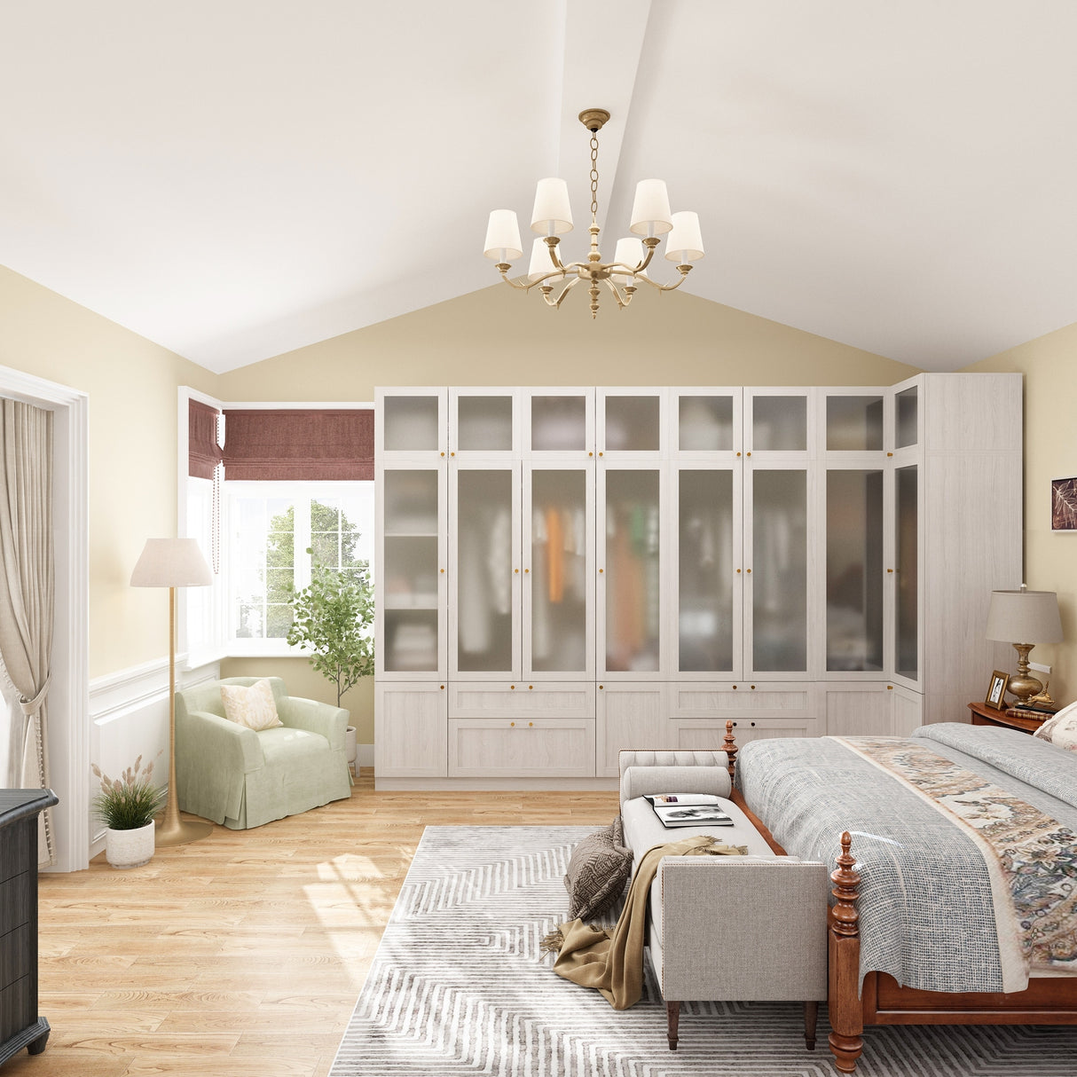 Large Glass Combination Cabinet: Contemporary Storage Closet Armoires