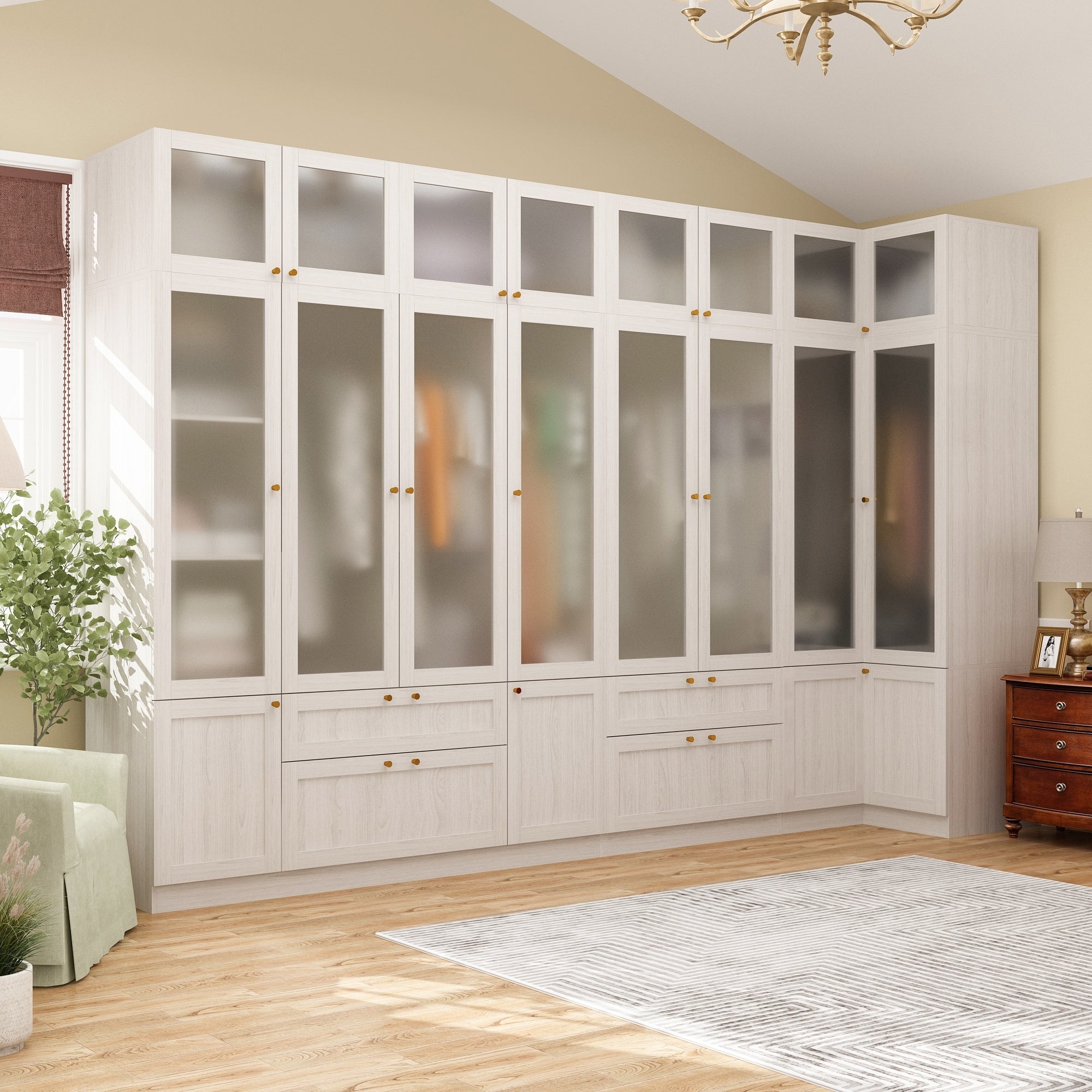 Large Glass Combination Cabinet Contemporary Storage Closet Armoires Overstock