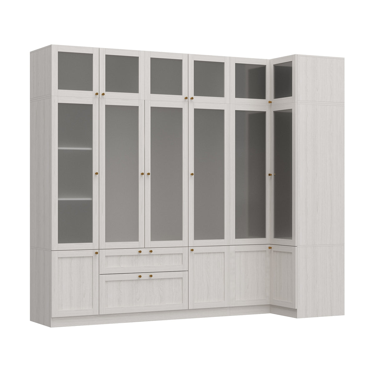 Large Glass Combination Cabinet: Contemporary Storage Closet Armoires
