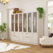 Large Glass Combination Cabinet: Contemporary Storage Closet Armoires