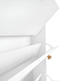 Large Hall Tree with Tempered Glass Door,Storage Shelf Flip Drawers,Foyer Cabinet with 4 Hooks for Hallway