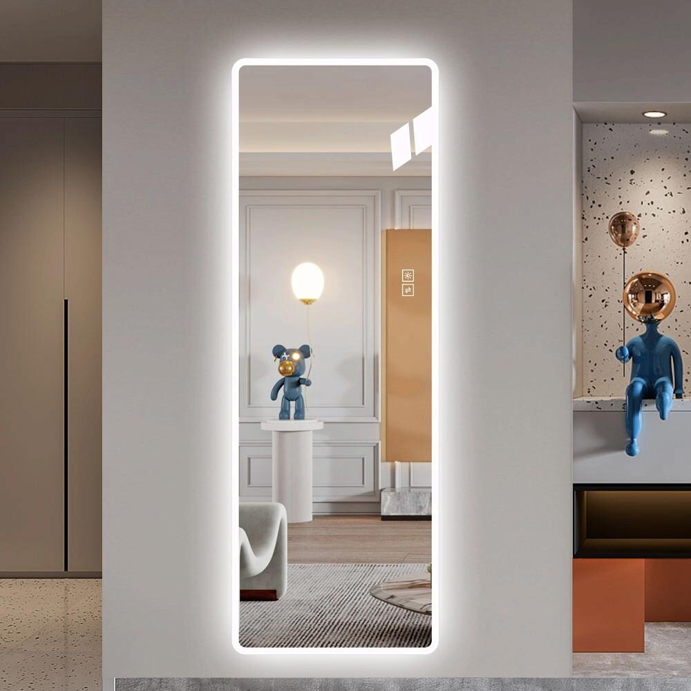 Large Lighted Full-Length Mirror - LED Vanity Mirror with Rounded Corners - Clear