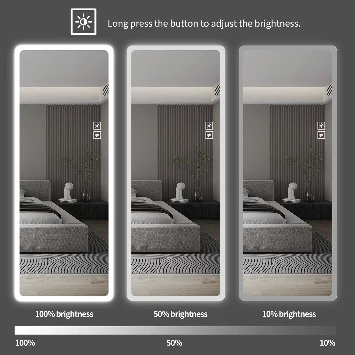 Large Lighted Full-Length Mirror - LED Vanity Mirror with Rounded Corners - Clear