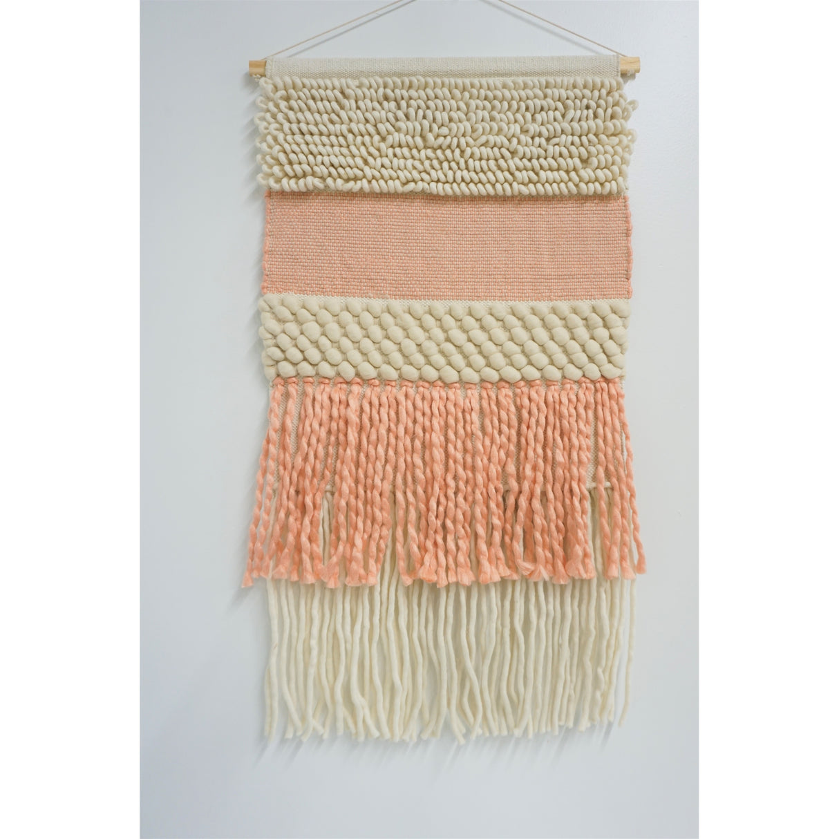 Home&Manor Wool and Cotton Large Macrame Wall Hanging with Rod Included - Exact Size