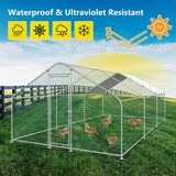 Large Metal Chicken Coop Run with Waterproof Cover - 20’L x 10’W x 6.56’