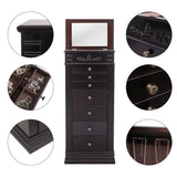 Large Mirror Jewelry Armoire Front Storage Chest Stand Organizer with 8 Drawers