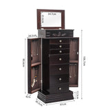Large Mirror Jewelry Armoire Front Storage Chest Stand Organizer with 8 Drawers