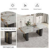 Large Modern Rectangular Tempered Glass Dining Table - White