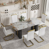 Large Modern Rectangular Tempered Glass Dining Table - White