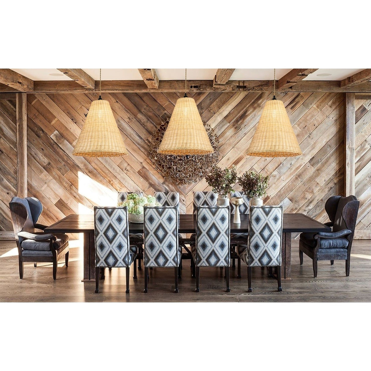 Large 26in. Natural Rattan Pendant Light
