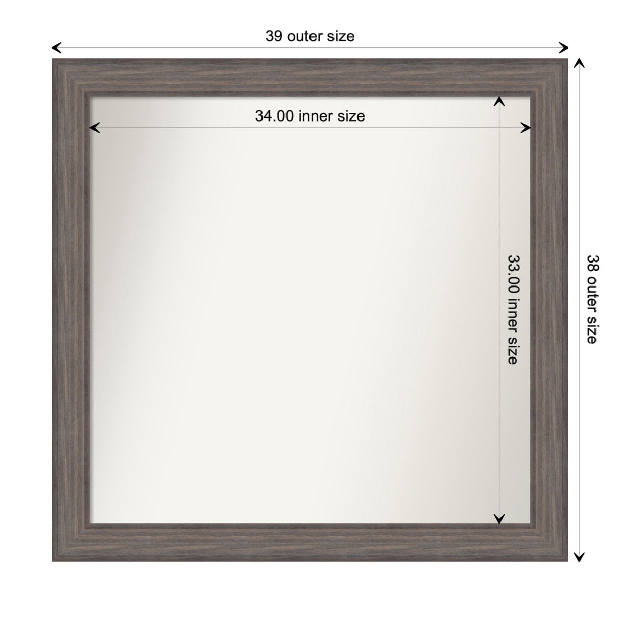 Large Non-Beveled Custom Wall Mirror - Country Barnwood Frame