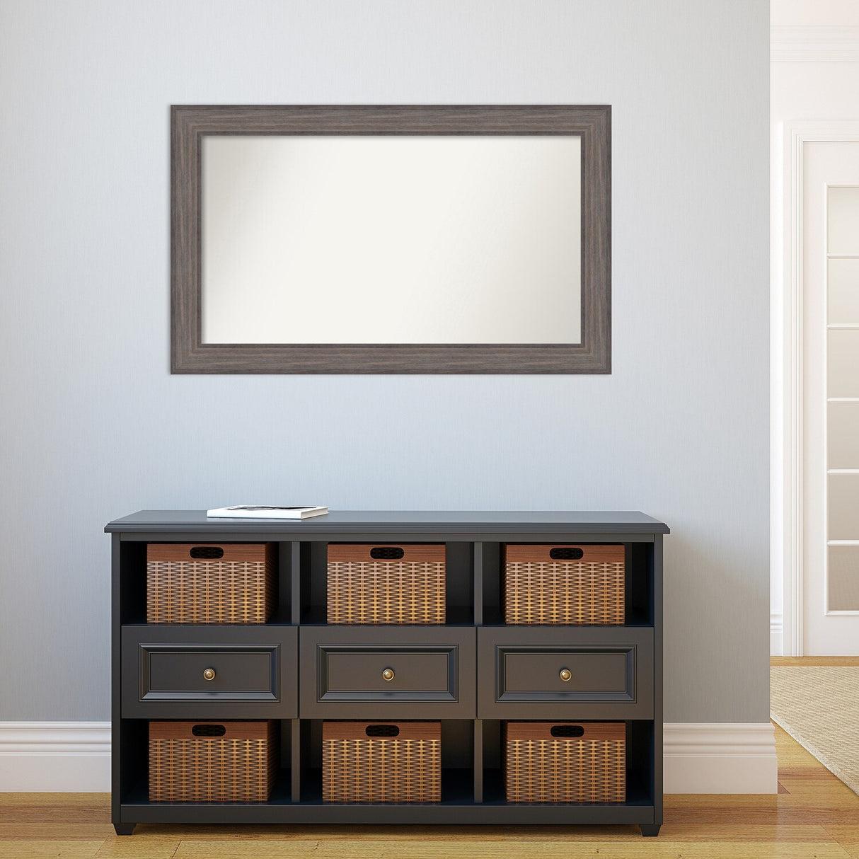 Large Non-Beveled Custom Wall Mirror - Country Barnwood Frame