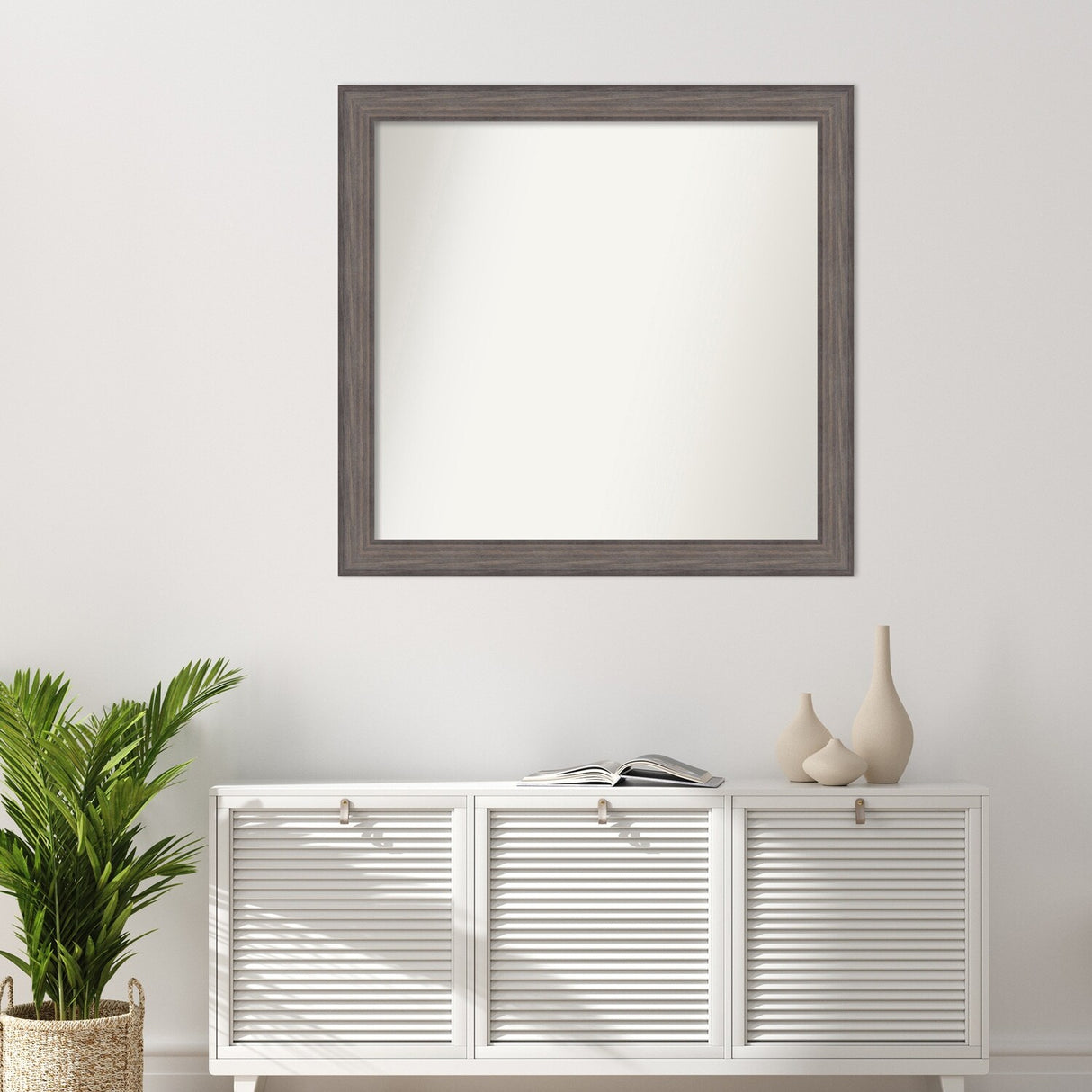 Large Non-Beveled Custom Wall Mirror - Country Barnwood Frame