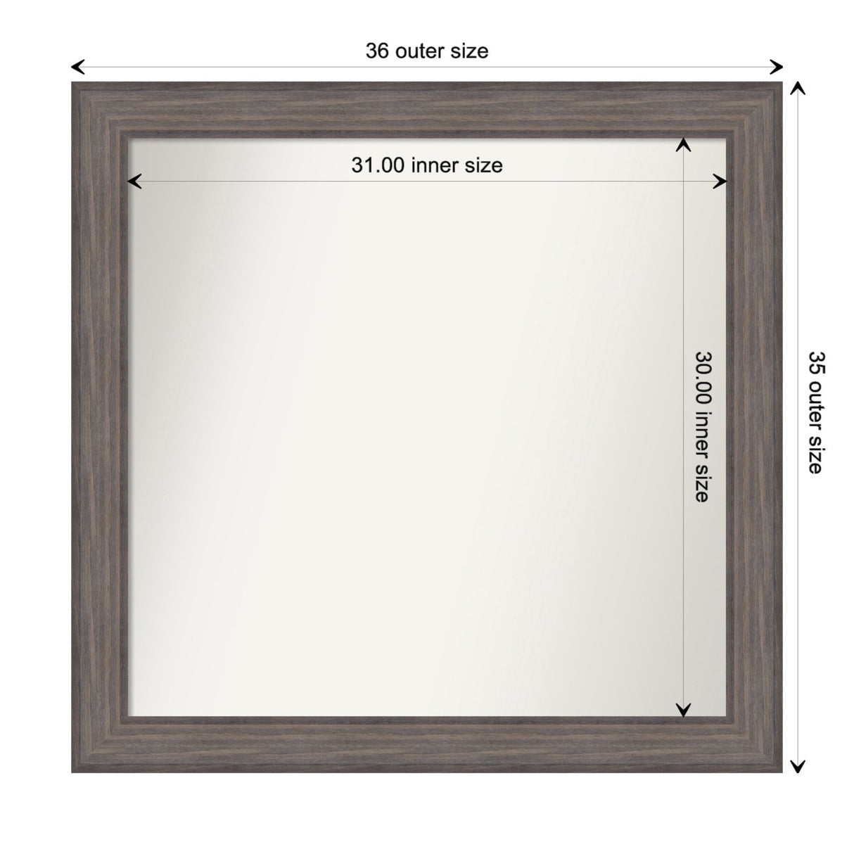 Large Non-Beveled Custom Wall Mirror - Country Barnwood Frame