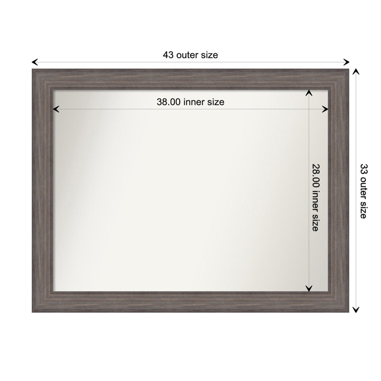 Large Non-Beveled Custom Wall Mirror - Country Barnwood Frame