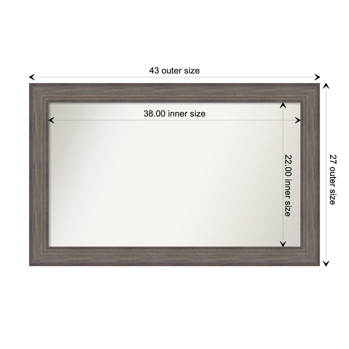 Large Non-Beveled Custom Wall Mirror - Country Barnwood Frame
