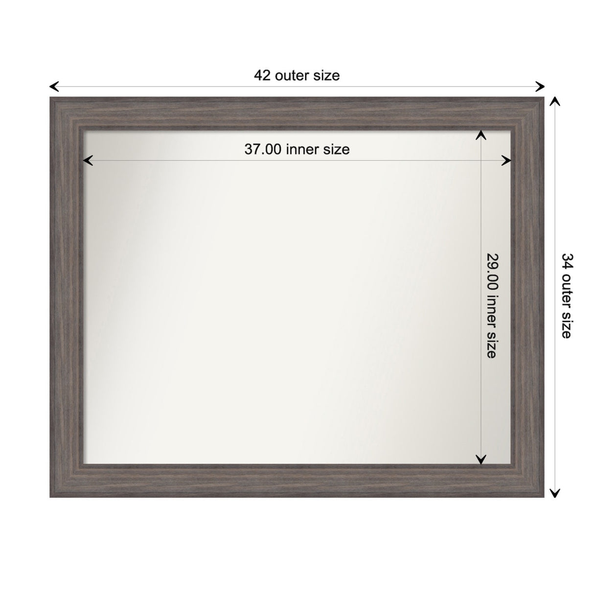 Large Non-Beveled Custom Wall Mirror - Country Barnwood Frame