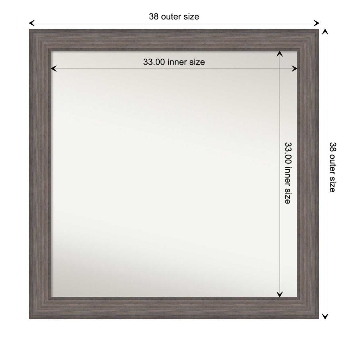Large Non-Beveled Custom Wall Mirror - Country Barnwood Frame