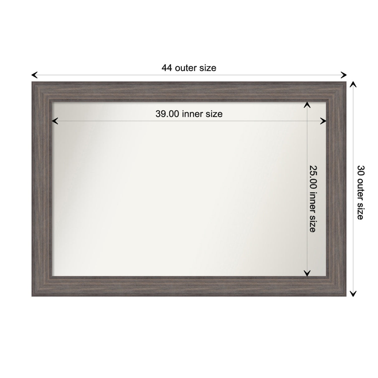 Large Non-Beveled Custom Wall Mirror - Country Barnwood Frame