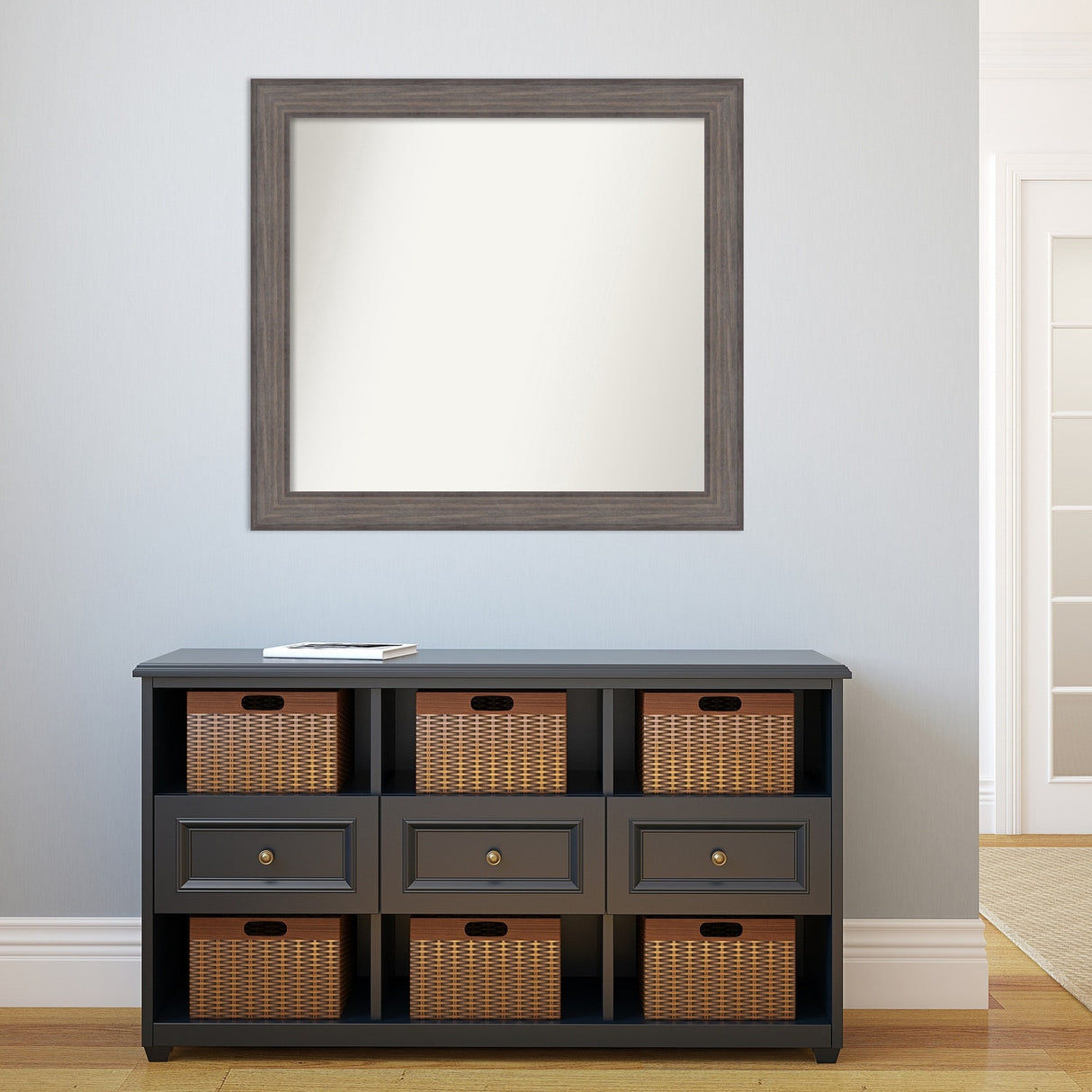 Large Non-Beveled Custom Wall Mirror - Country Barnwood Frame