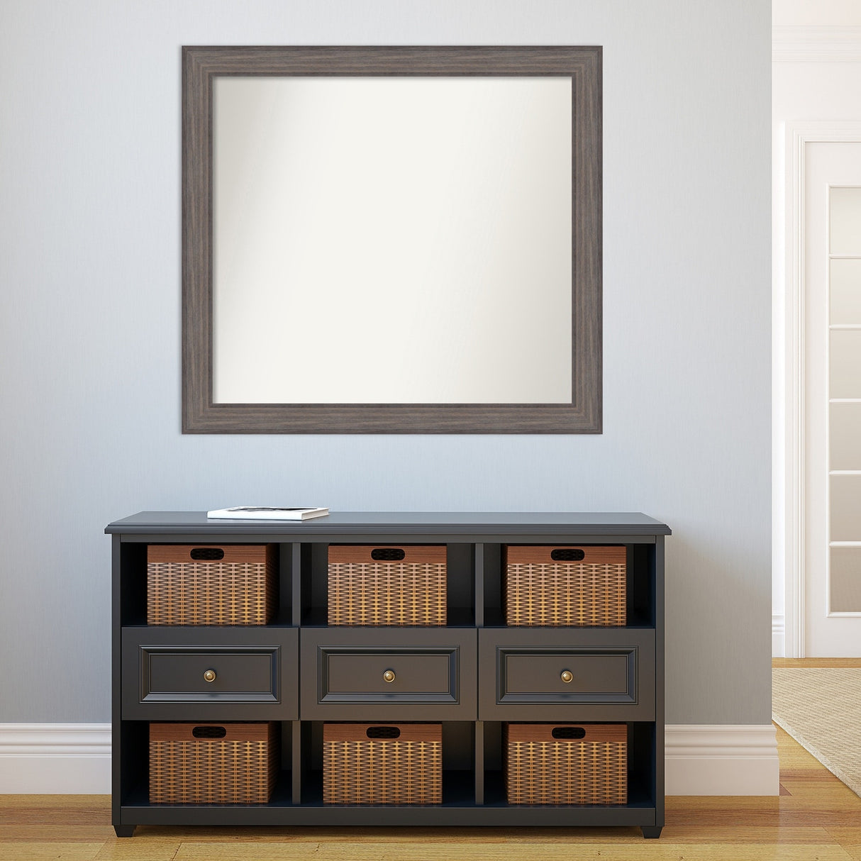 Large Non-Beveled Custom Wall Mirror - Country Barnwood Frame