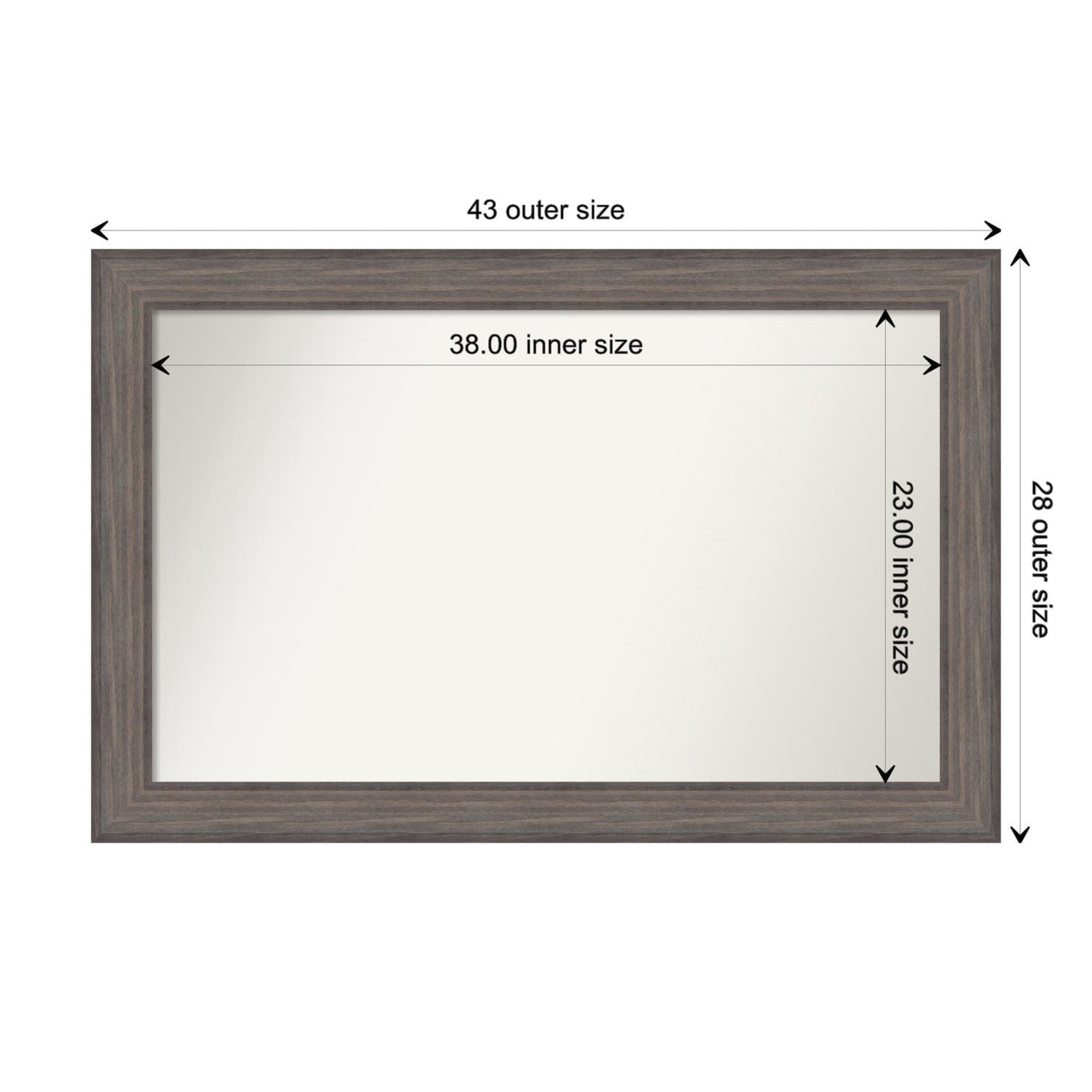 Large Non-Beveled Custom Wall Mirror - Country Barnwood Frame