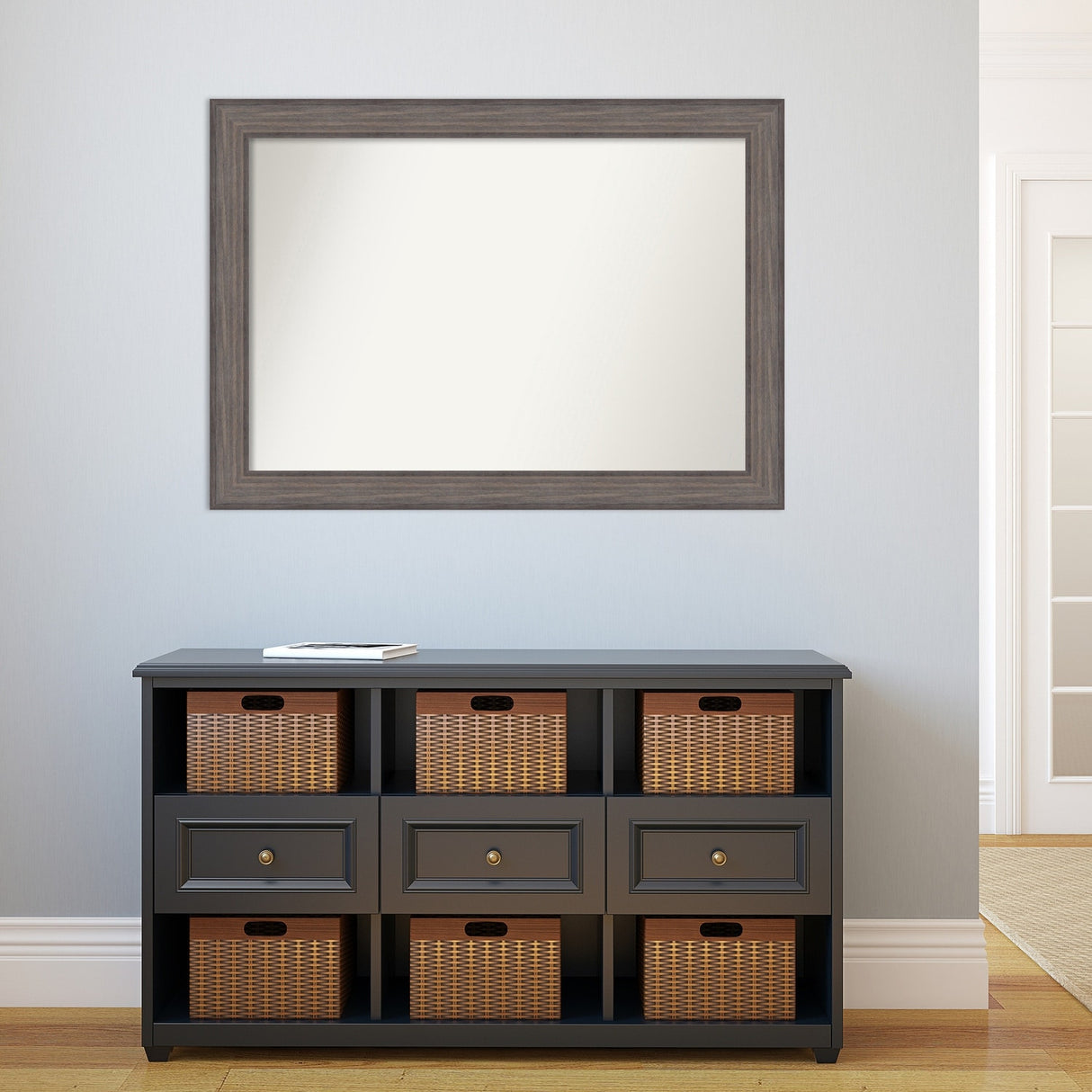 Large Non-Beveled Custom Wall Mirror - Country Barnwood Frame