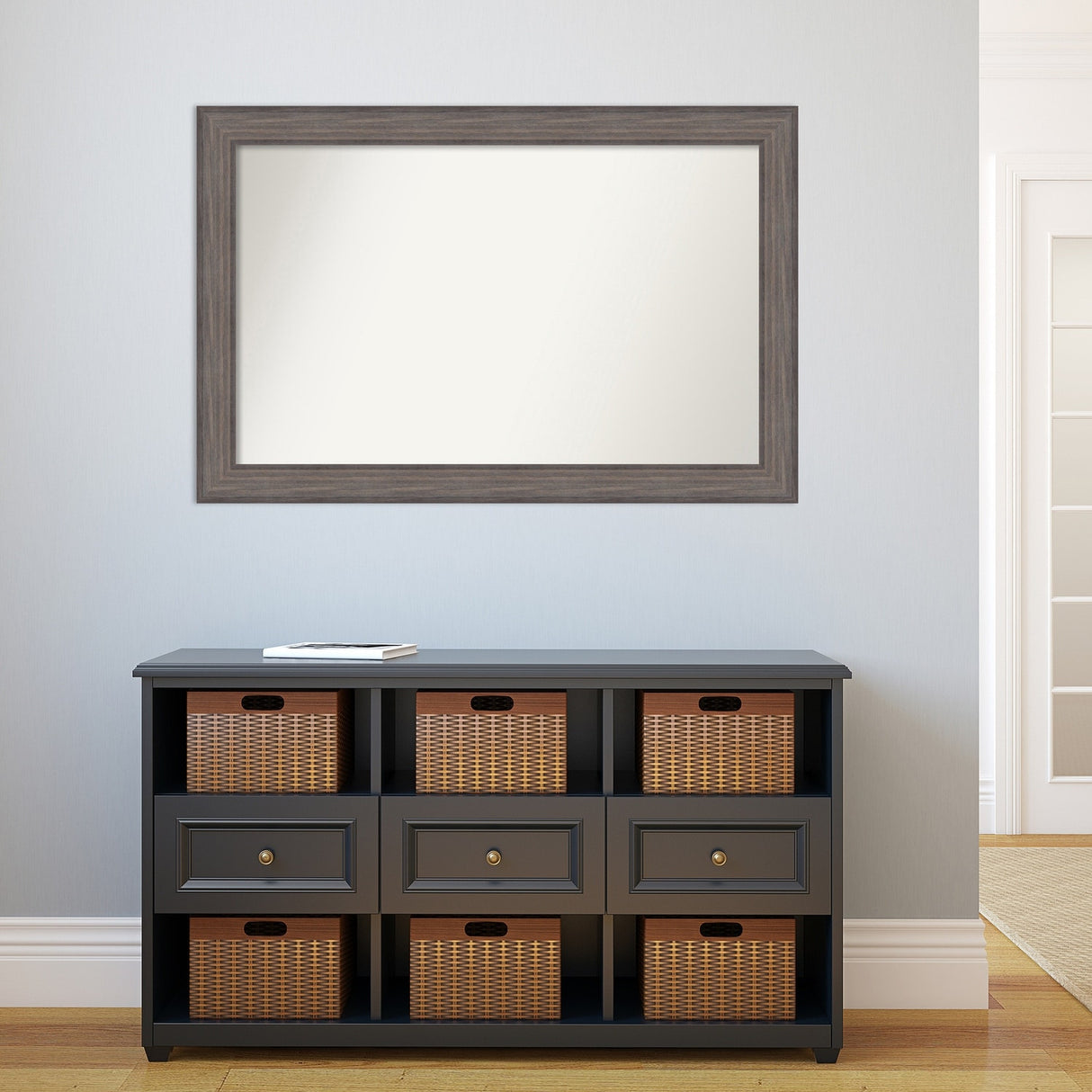 Large Non-Beveled Custom Wall Mirror - Country Barnwood Frame
