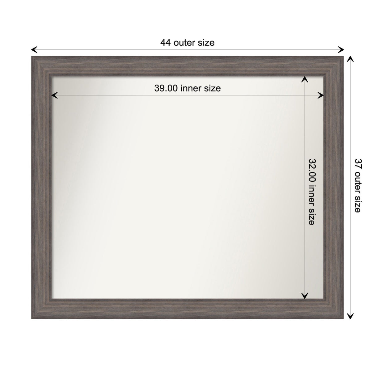 Large Non-Beveled Custom Wall Mirror - Country Barnwood Frame