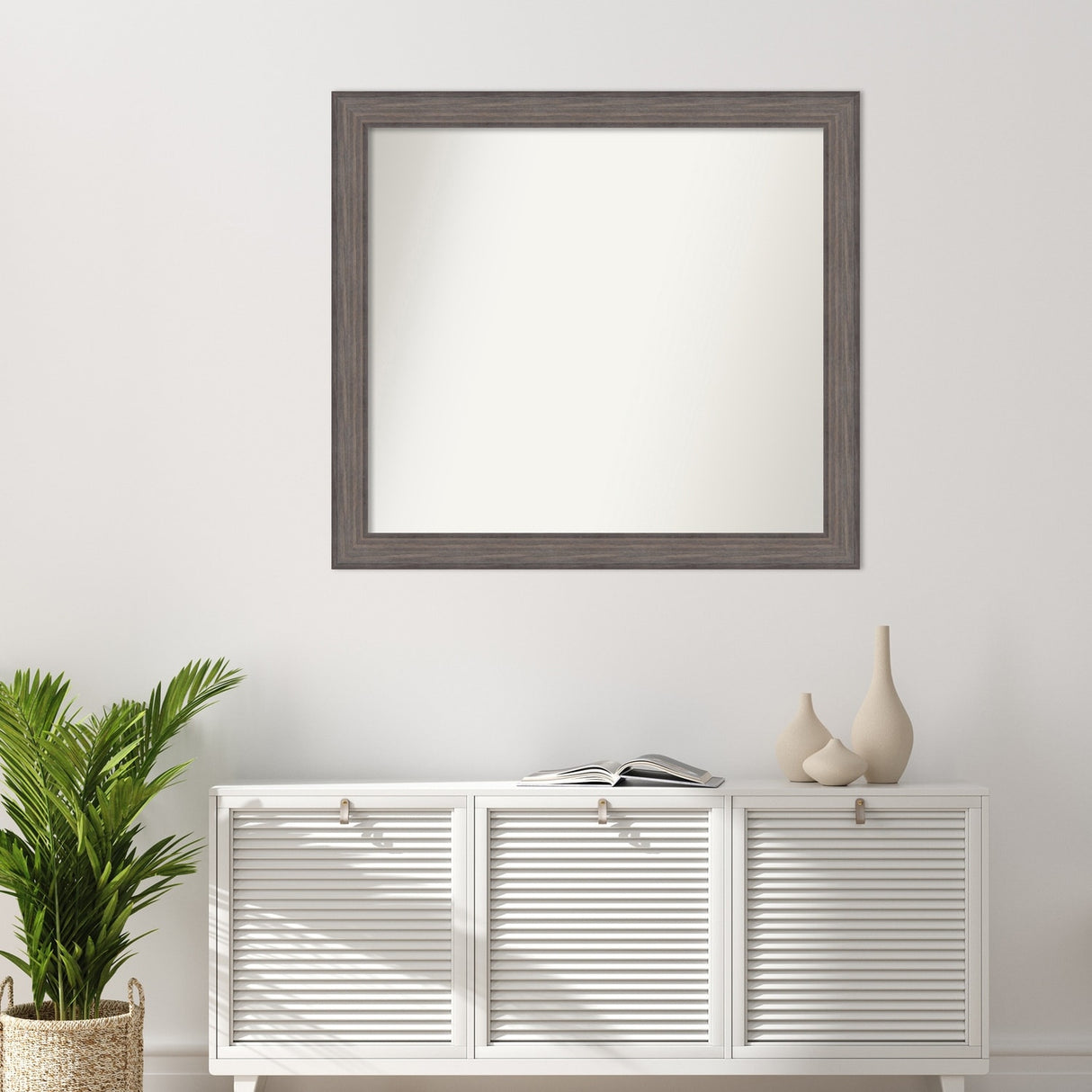Large Non-Beveled Custom Wall Mirror - Country Barnwood Frame