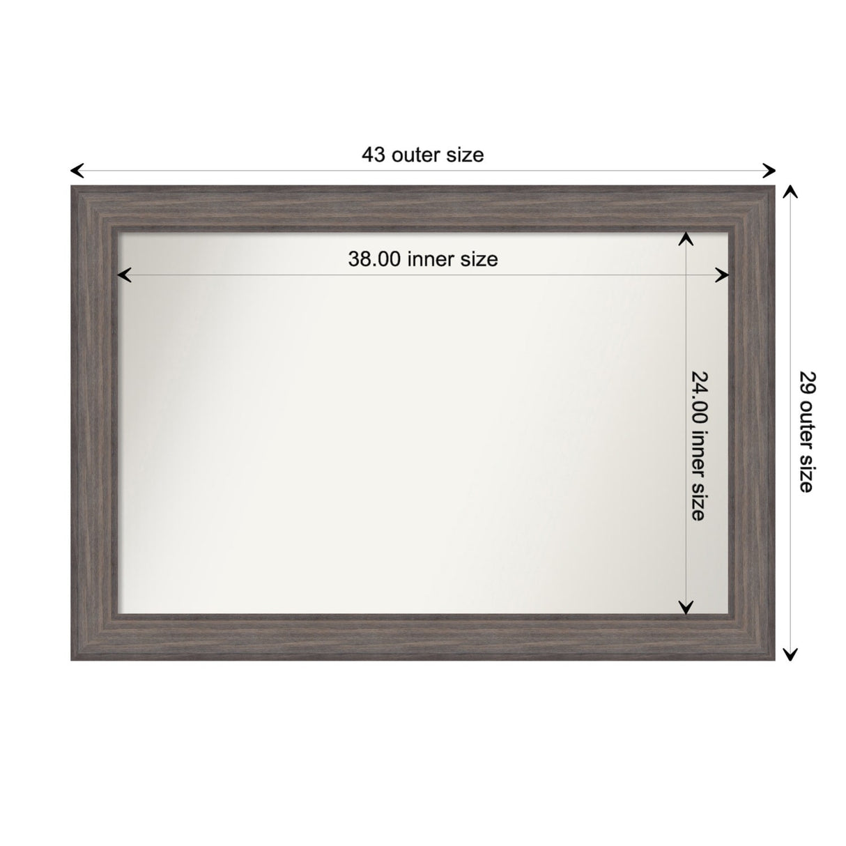 Large Non-Beveled Custom Wall Mirror - Country Barnwood Frame