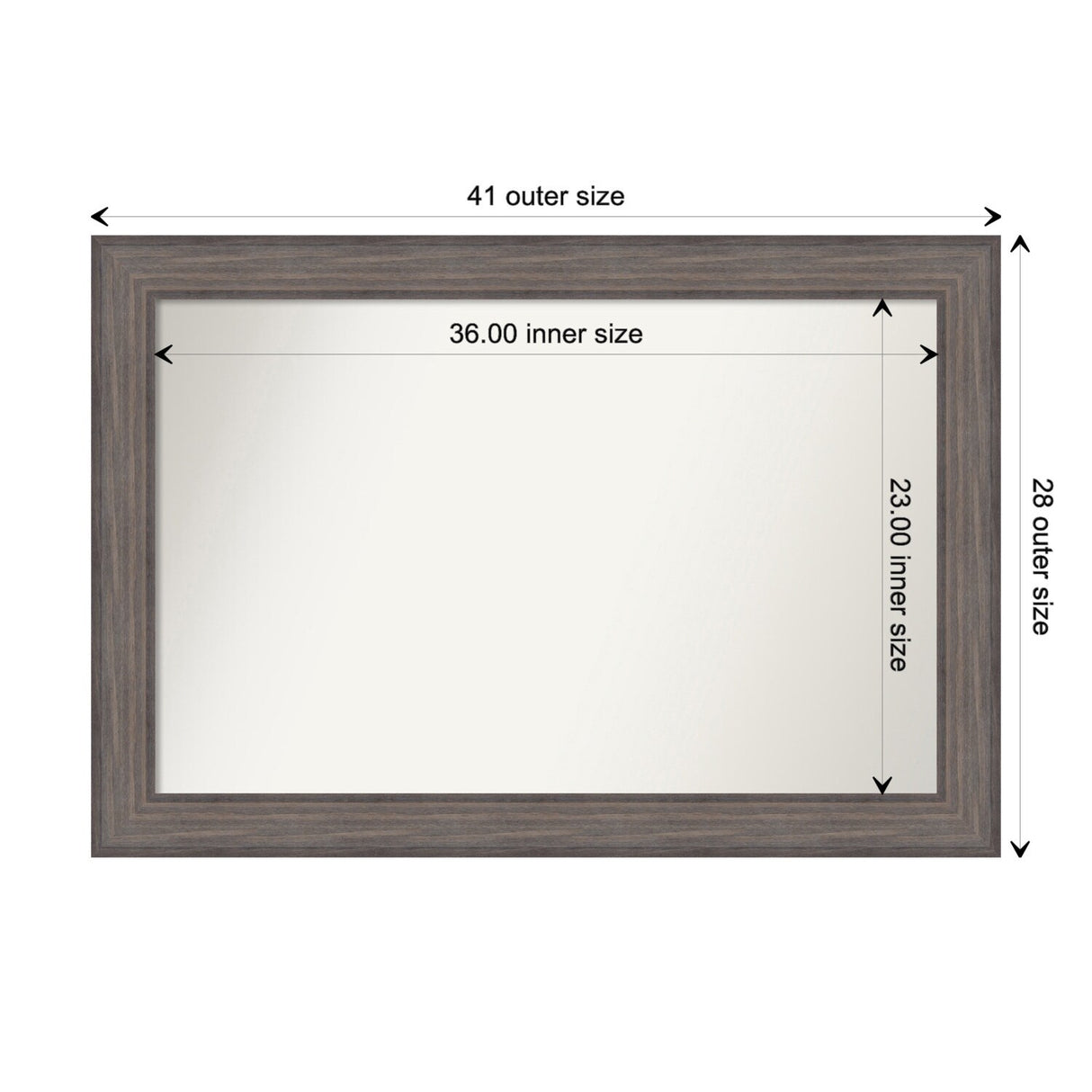 Large Non-Beveled Custom Wall Mirror - Country Barnwood Frame