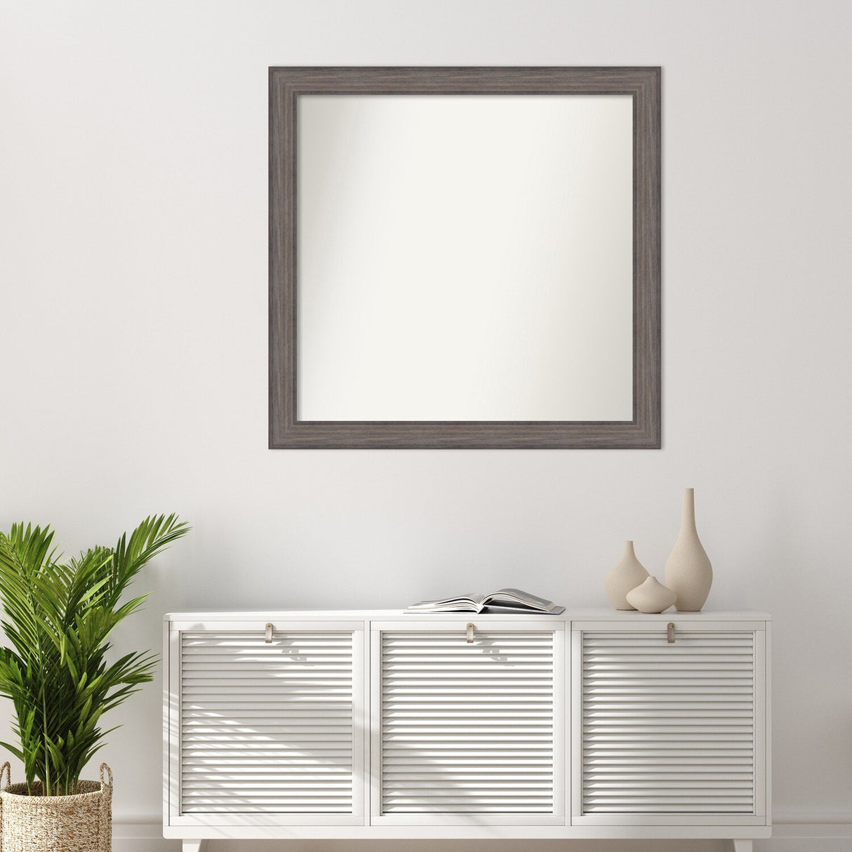 Large Non-Beveled Custom Wall Mirror - Country Barnwood Frame