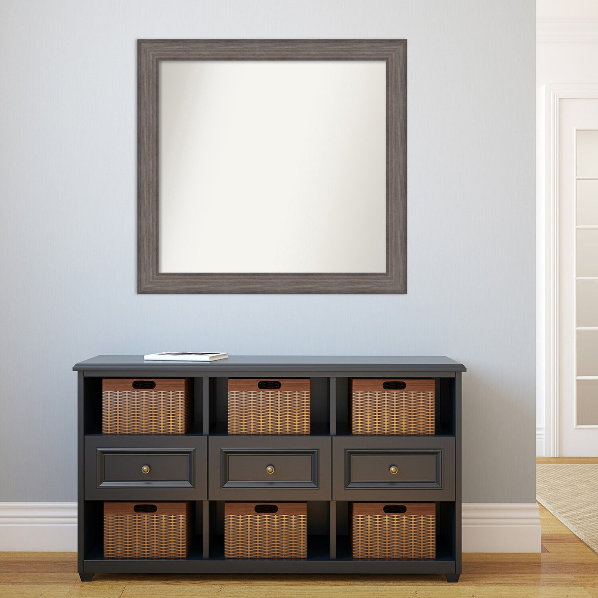 Large Non-Beveled Custom Wall Mirror - Country Barnwood Frame