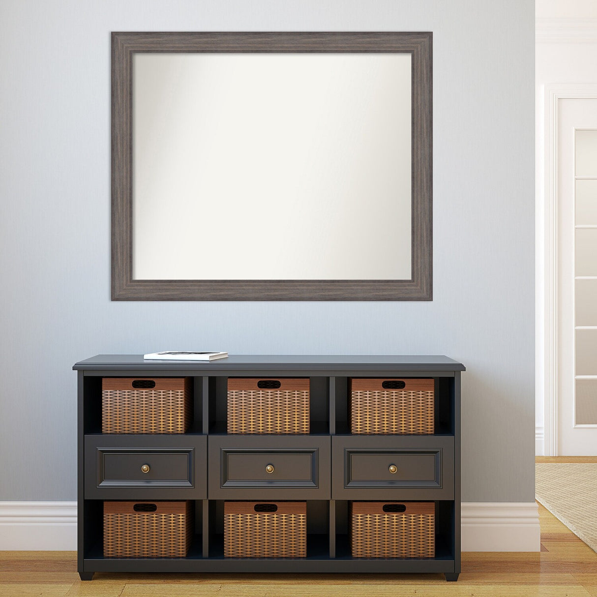 Large Non-Beveled Custom Wall Mirror - Country Barnwood Frame