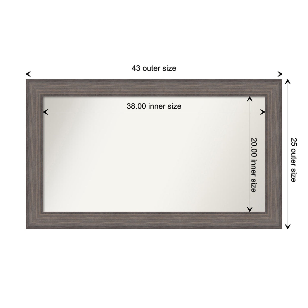 Large Non-Beveled Custom Wall Mirror - Country Barnwood Frame