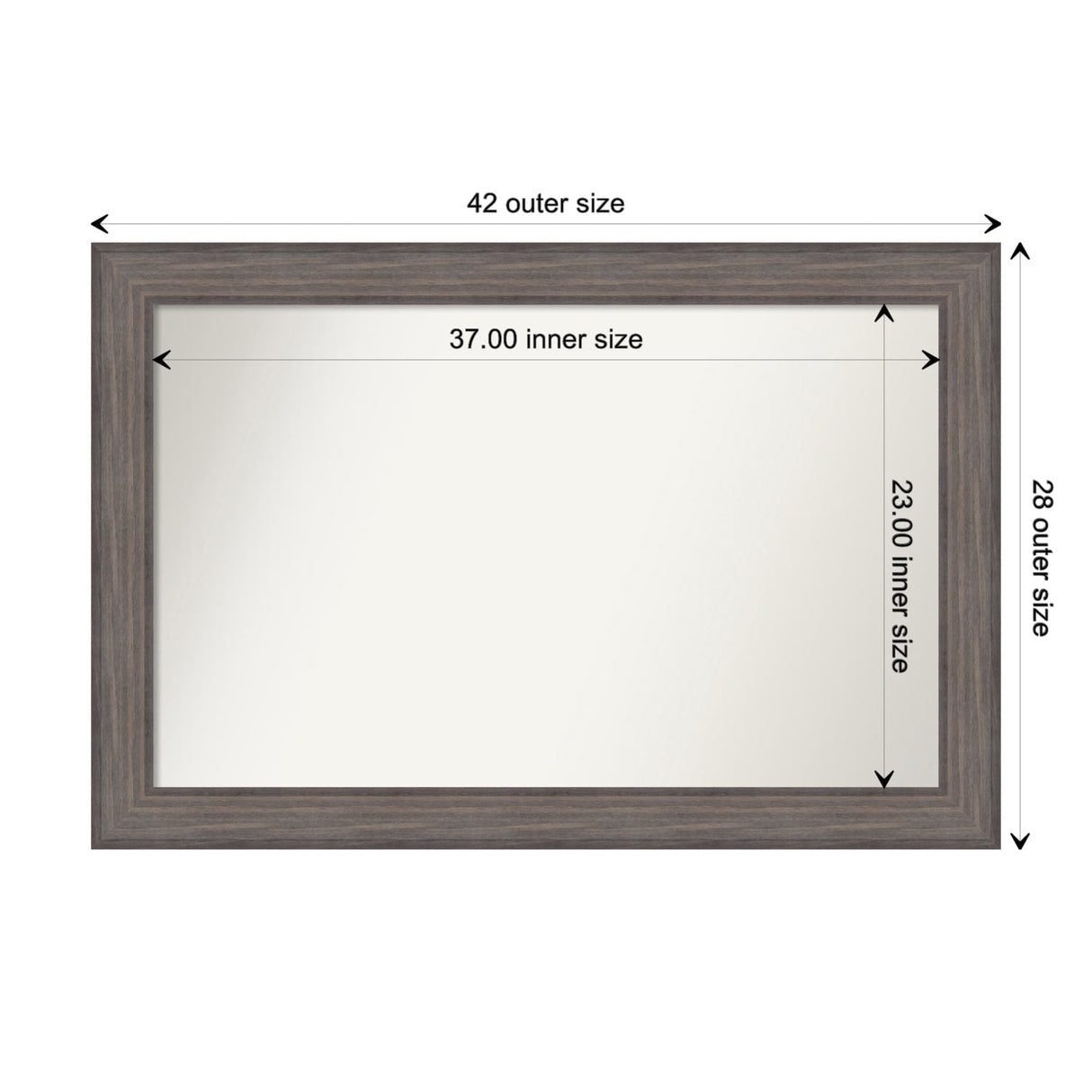 Large Non-Beveled Custom Wall Mirror - Country Barnwood Frame