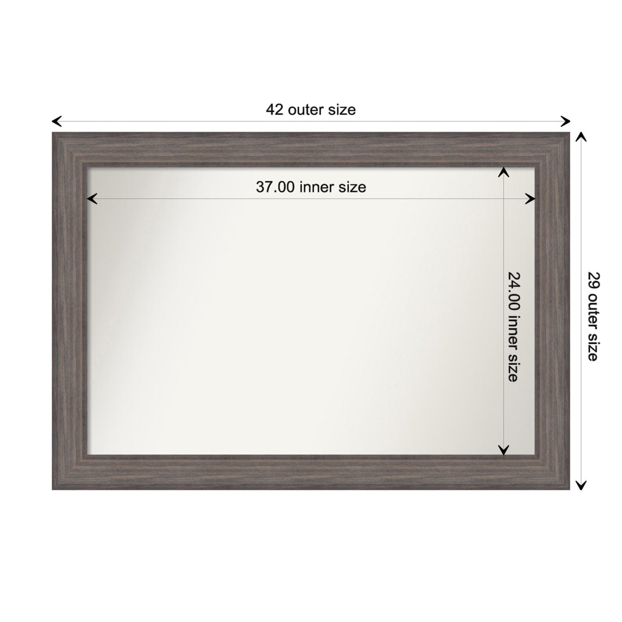 Large Non-Beveled Custom Wall Mirror - Country Barnwood Frame