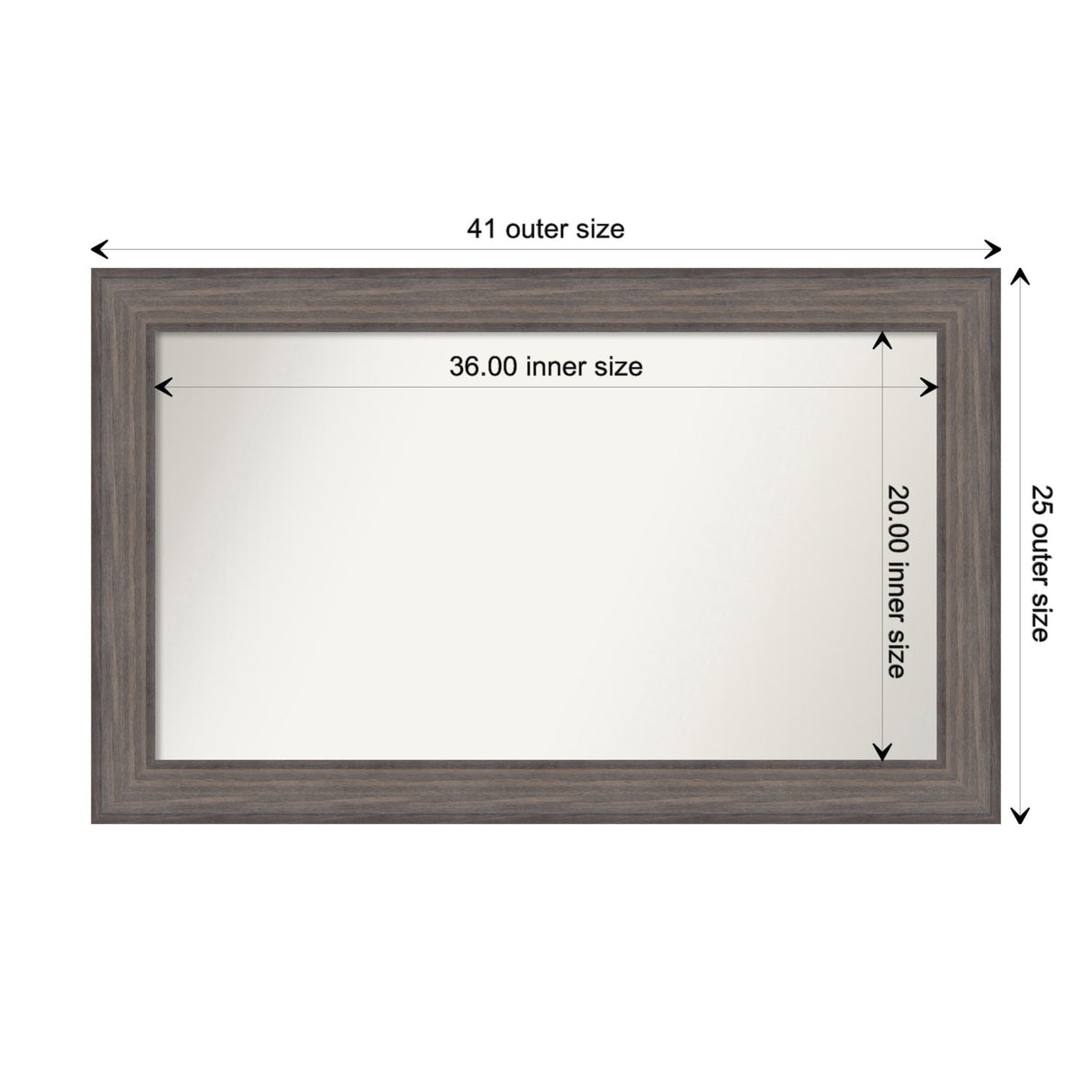 Large Non-Beveled Custom Wall Mirror - Country Barnwood Frame