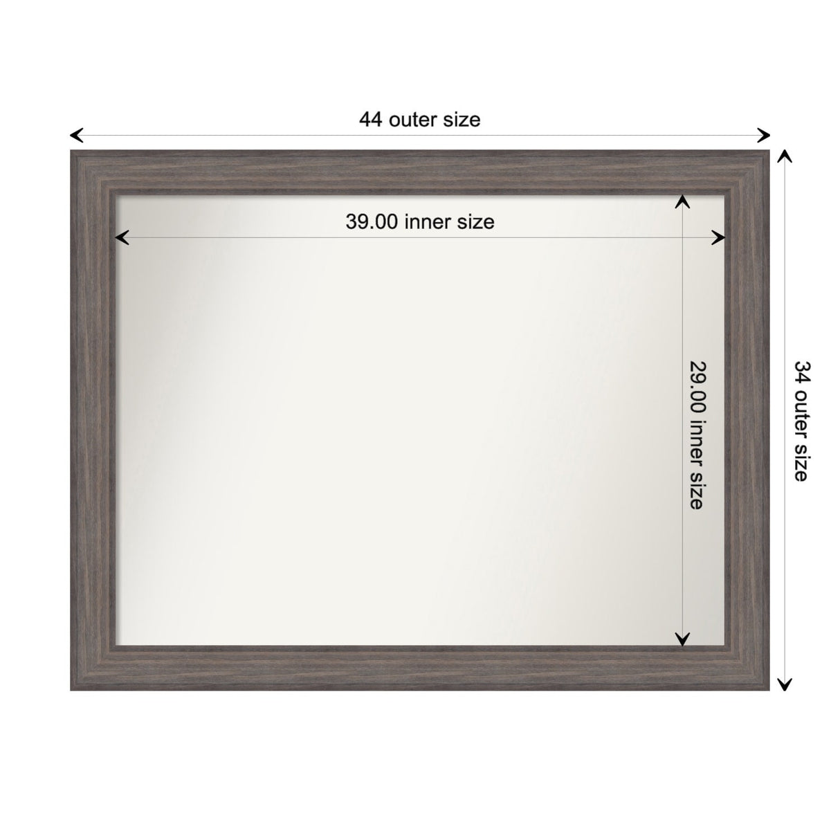 Large Non-Beveled Custom Wall Mirror - Country Barnwood Frame
