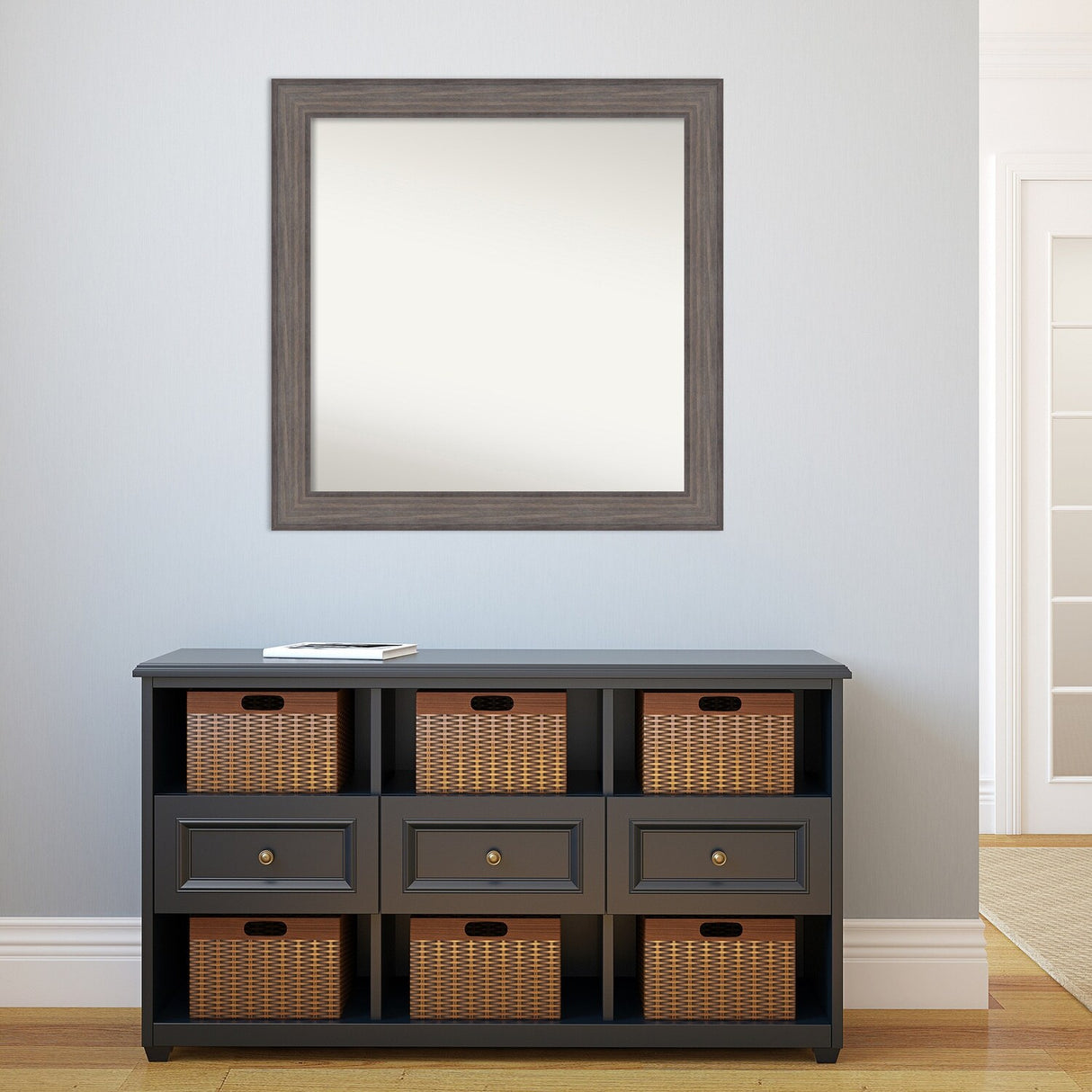 Large Non-Beveled Custom Wall Mirror - Country Barnwood Frame