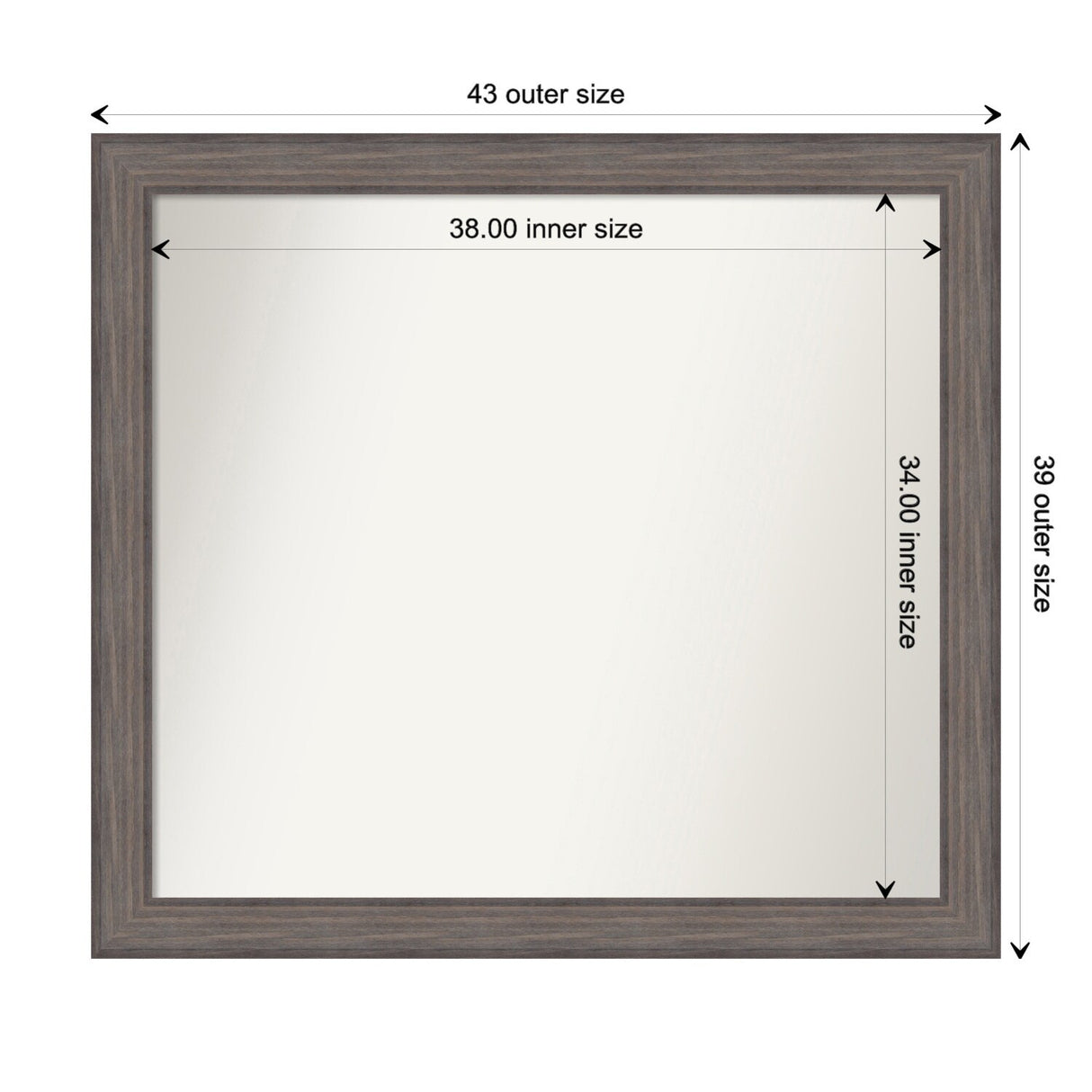 Large Non-Beveled Custom Wall Mirror - Country Barnwood Frame