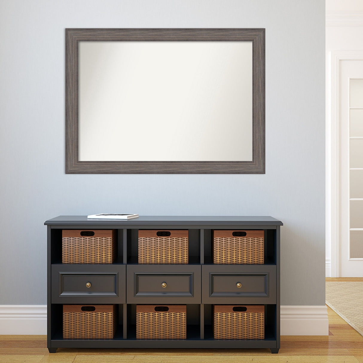 Large Non-Beveled Custom Wall Mirror - Country Barnwood Frame