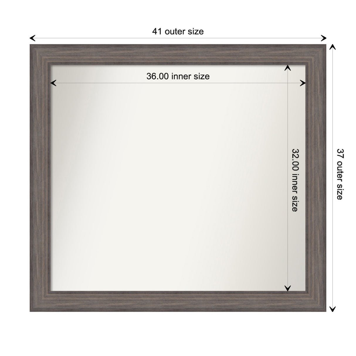 Large Non-Beveled Custom Wall Mirror - Country Barnwood Frame