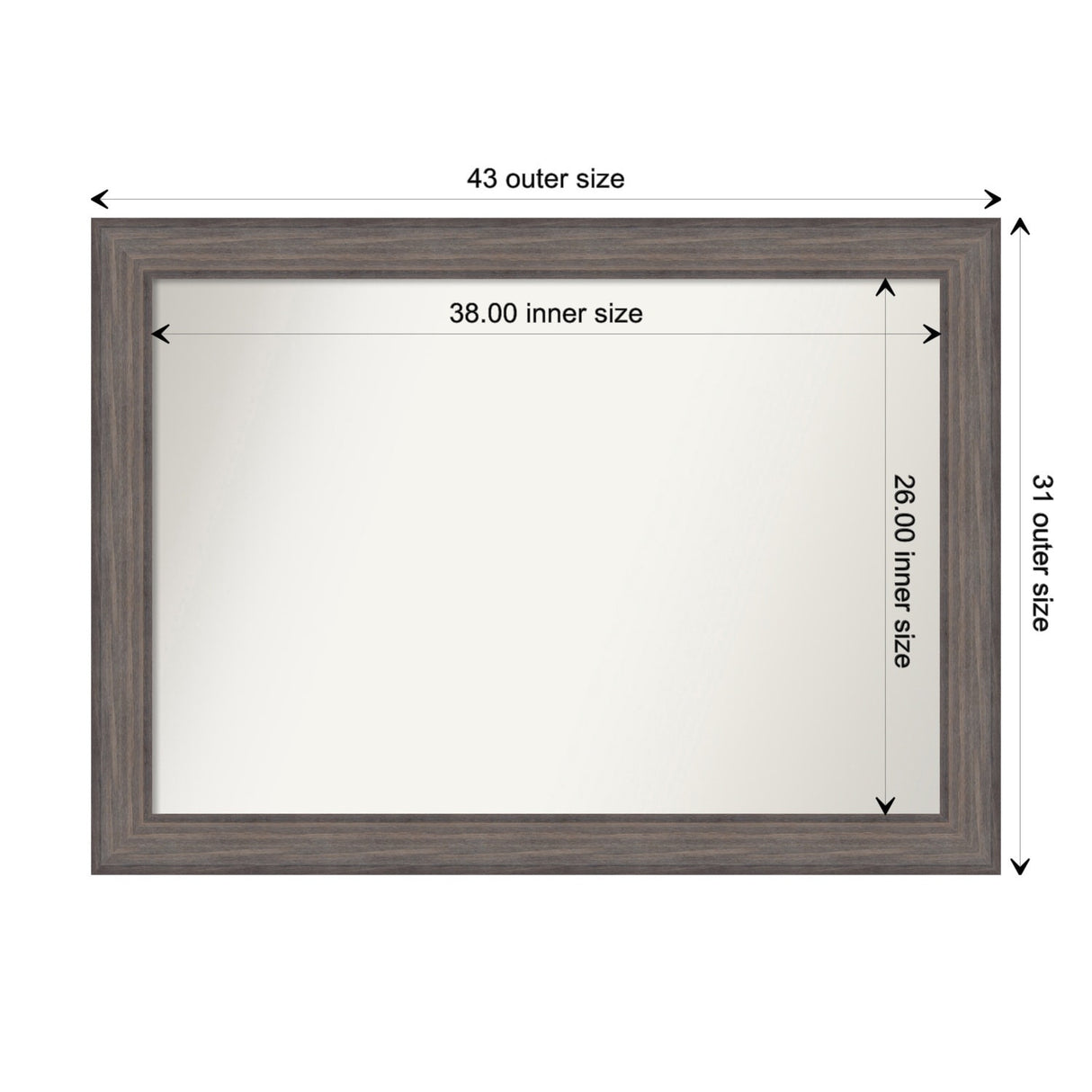 Large Non-Beveled Custom Wall Mirror - Country Barnwood Frame