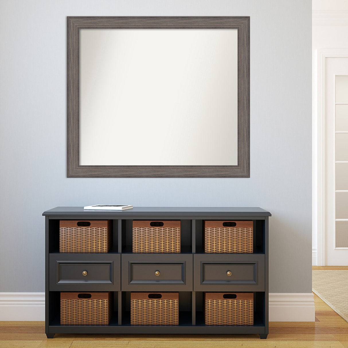 Large Non-Beveled Custom Wall Mirror - Country Barnwood Frame