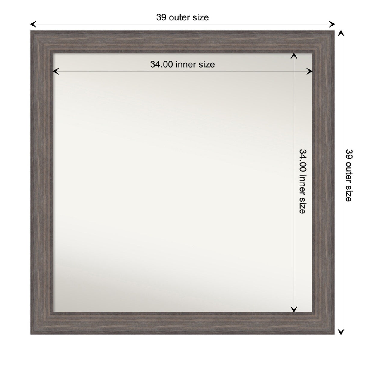 Large Non-Beveled Custom Wall Mirror - Country Barnwood Frame