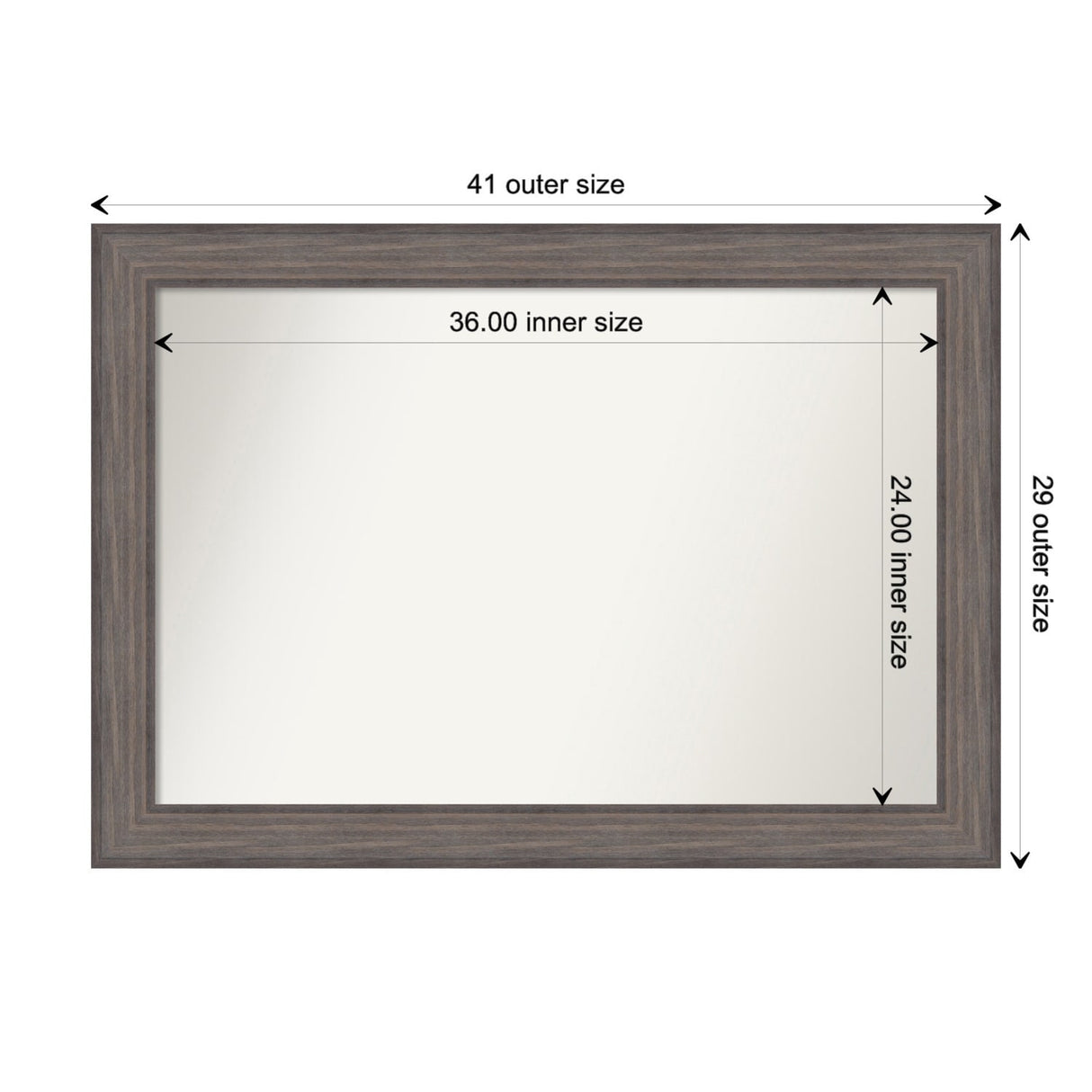 Large Non-Beveled Custom Wall Mirror - Country Barnwood Frame
